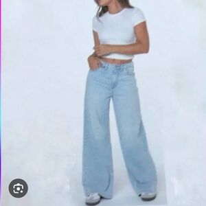 BCBGeneration Blue Flare Wide Leg Jeans